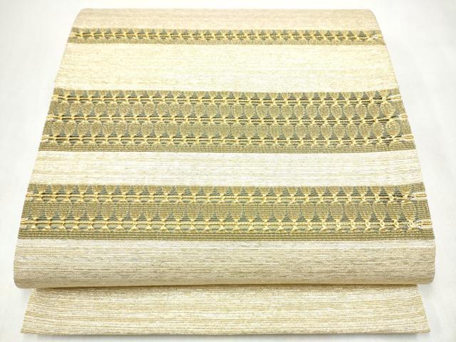平和屋着物●太鼓柄袋帯　もじり織　横段文　金糸　正絹　逸品　CABM6241hy