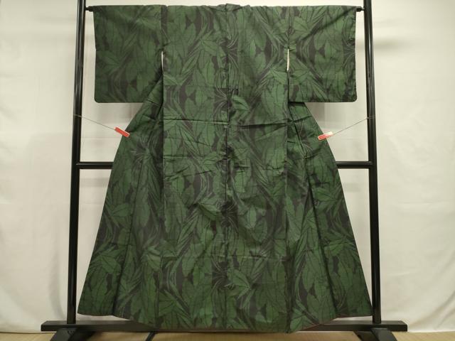 平和屋着物■本場大島紬　葉尽くし　正絹　逸品　DABJ9341ya