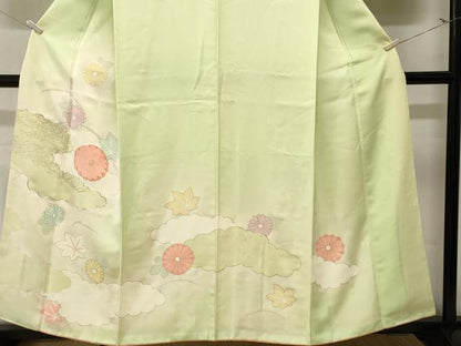 平和屋着物■訪問着　駒刺繍　雲取り舞花文　暈し染め　金彩　正絹　逸品　CABM1521ev