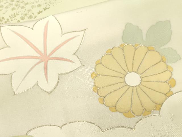 平和屋着物■訪問着　駒刺繍　雲取り舞花文　暈し染め　金彩　正絹　逸品　CABM1521ev