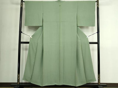平和屋着物■上質な色無地　山葵色　正絹　逸品　DABK1256cd