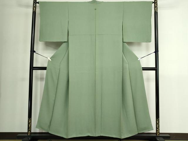 平和屋着物■上質な色無地　山葵色　正絹　逸品　DABK1256cd