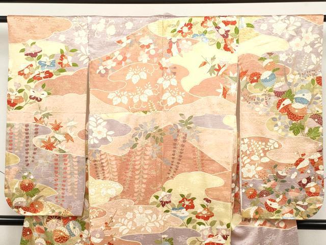 平和屋本店[]極上　七五三　女の子　7歳　祝着　駒刺繍　流水草花文　金彩　逸品　CYAA5103s6