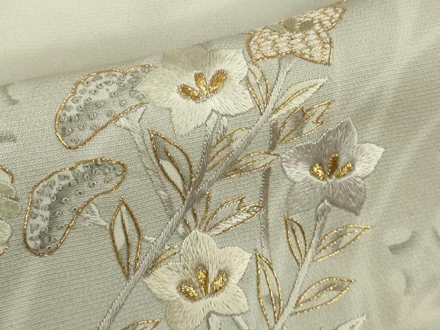 平和屋本店●極上　中国三大刺繍　相良刺繍　訪問着　秋草文　桜色地　金糸　ロング丈　逸品　DZAB4426kh6