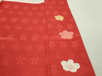 平和屋本店●極上　創業460年・千總　訪問着　駒刺繍　花丸文　紅緋色地　金彩　伊勢丹扱い　逸品　DZAB5929kh6