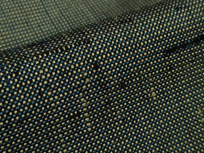 平和屋本店▽希少　ざざんざ織　単衣　藍墨茶色　逸品　DZAB6336kh6