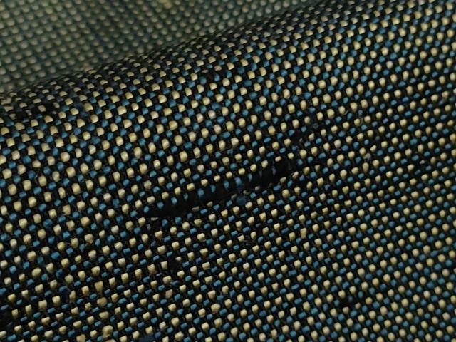 平和屋本店▽希少　ざざんざ織　単衣　藍墨茶色　逸品　DZAB6336kh6