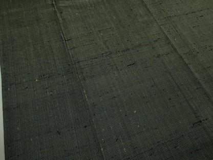 平和屋本店▽希少　ざざんざ織　単衣　藍墨茶色　逸品　DZAB6336kh6