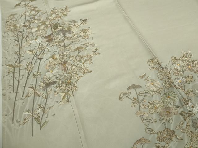 平和屋本店●極上　中国三大刺繍　相良刺繍　訪問着　秋草文　桜色地　金糸　ロング丈　逸品　DZAB4426kh6