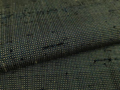 平和屋本店▽希少　ざざんざ織　単衣　藍墨茶色　逸品　DZAB6336kh6