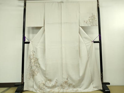 平和屋本店●極上　中国三大刺繍　相良刺繍　訪問着　秋草文　桜色地　金糸　ロング丈　逸品　DZAB4426kh6