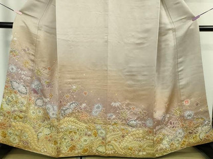 平和屋本店●最高級　初代　久保田一竹　幻の辻が花　色留袖　絞り　辻が花19個　灰梅色地　暈し染め　銀通し地　逸品　DZAB6540kh6