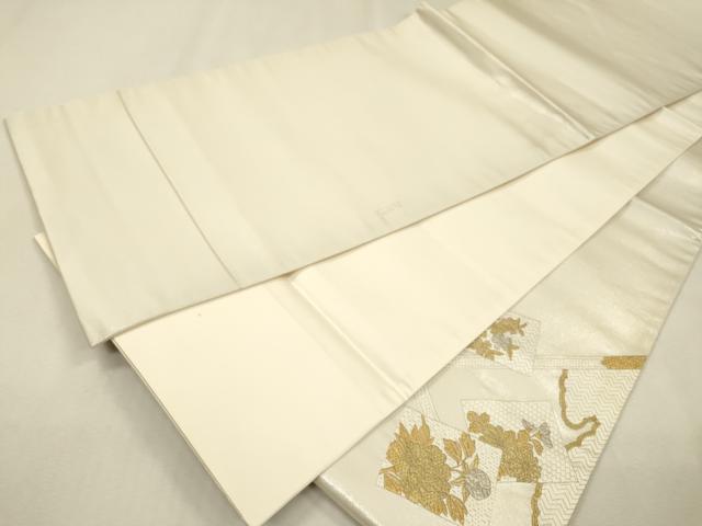 平和屋着物▼中国三大刺繍　蘇州刺繍　総刺繍　太鼓柄袋帯　雪英導　色紙重ね花文　金銀糸　正絹　逸品　未使用　DABJ7197fe