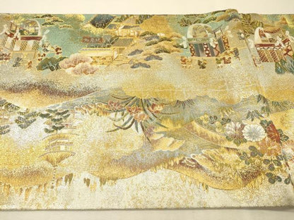 平和屋本店▼丸帯　洛中洛外祭礼図　本金箔一千八百全通　正絹　逸品　DABJ7210fe