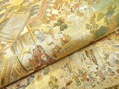 平和屋本店▼丸帯　洛中洛外祭礼図　本金箔一千八百全通　正絹　逸品　DABJ7210fe