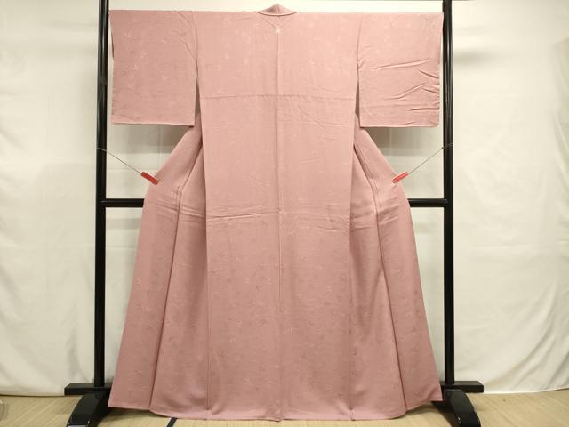 平和屋着物■上質な色無地　花唐草地紋　鴇浅葱色　正絹　逸品　DABJ9358ya