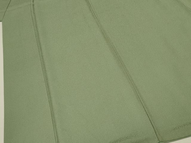 平和屋着物■上質な色無地　紗綾形地紋　山葵色　大丸扱い　正絹　逸品　DABJ9369ya