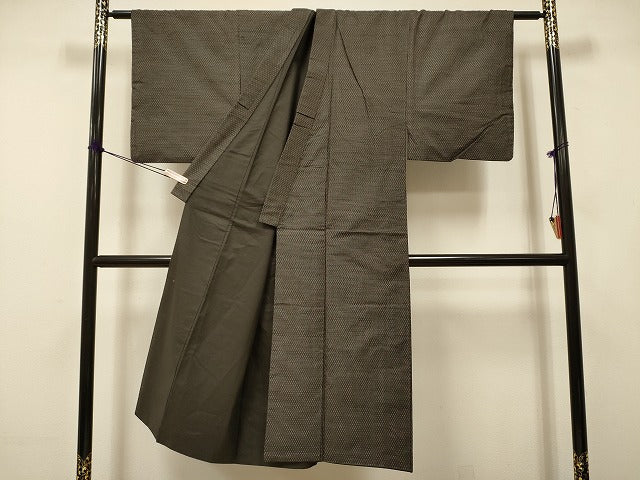 平和屋着物■男性　紬　アンサンブル　亀甲柄　正絹　逸品　DABJ9349ya