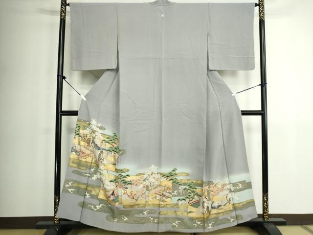 平和屋着物■豪華色留袖　駒刺繍　人物風景文　暈し染め　金銀彩　正絹　逸品　DABK1304cd