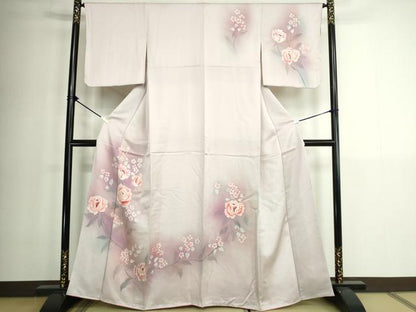 平和屋着物■訪問着　枝花文　薔薇　バラ　暈し染め　正絹　逸品　DABK1319cd