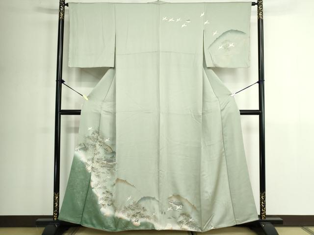 平和屋着物■訪問着　遠山風景文　暈し染め　金彩　正絹　逸品　DABK1306cd