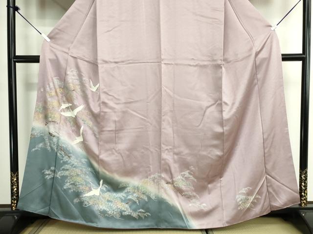 平和屋着物■訪問着　飛鶴枝松文　暈し染め　金銀彩　正絹　逸品　DABK1305cd