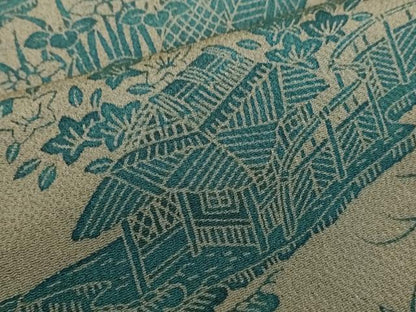 平和屋着物■上質な小紋　型染め　流水風景文　鬼しぼ縮緬　正絹　逸品　未使用　DABK1316cd