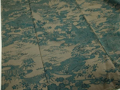 平和屋着物■上質な小紋　型染め　流水風景文　鬼しぼ縮緬　正絹　逸品　未使用　DABK1316cd