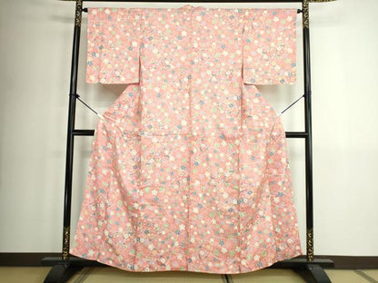 平和屋着物■上質な小紋　舞桜文　正絹　逸品　未使用　DABK1309cd