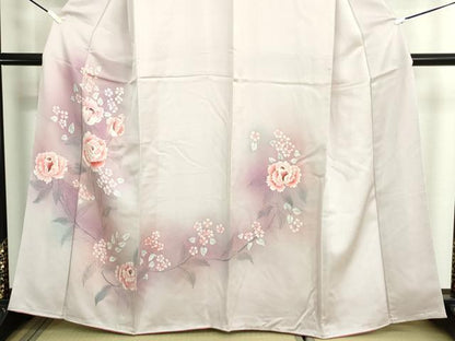 平和屋着物■訪問着　枝花文　薔薇　バラ　暈し染め　正絹　逸品　DABK1319cd