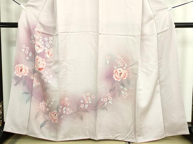 平和屋着物■訪問着　枝花文　薔薇　バラ　暈し染め　正絹　逸品　DABK1319cd