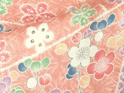 平和屋着物■上質な小紋　舞桜文　正絹　逸品　未使用　DABK1309cd