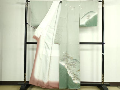 平和屋着物■訪問着　遠山風景文　暈し染め　金彩　正絹　逸品　DABK1306cd