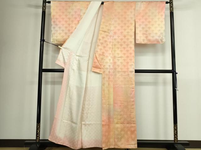 平和屋着物■上質な小紋　青海波花地紋　暈し染め　正絹　逸品　DABK1321cd
