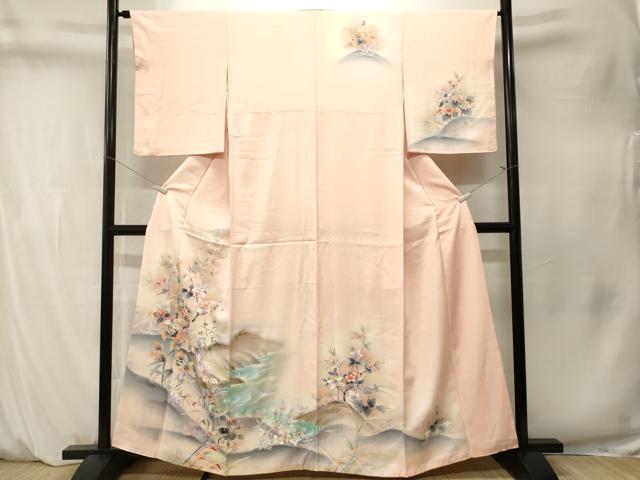 平和屋着物■訪問着　流水枝花文　暈し染め　金彩　正絹　逸品　CABM1541ev