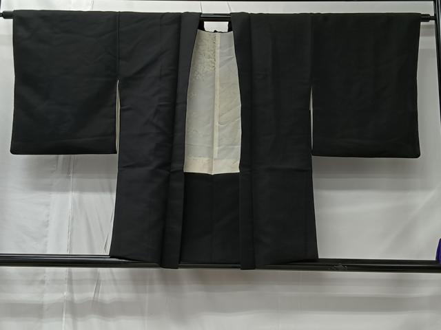 平和屋着物＃羽織　寿光織　流水飛鶴文　黒地　金銀糸　正絹　逸品　CABM6417ua