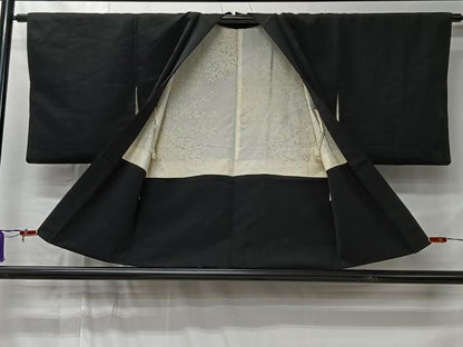 平和屋着物＃羽織　寿光織　流水飛鶴文　黒地　金銀糸　正絹　逸品　CABM6417ua