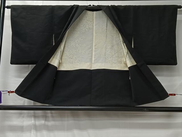 平和屋着物＃羽織　寿光織　流水飛鶴文　黒地　金銀糸　正絹　逸品　CABM6417ua