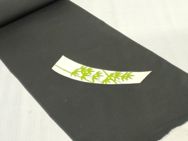 平和屋着物▼付下げ　反物　着尺　短冊草花文　黒地　金彩　逸品　未使用　DABK3650zy