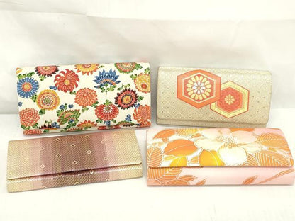 平和屋着物▼和装小物　和装バッグまとめて4点　ハンドバッグ　クラッチ　佐賀錦　草花文　亀甲花文　金銀糸　逸品　DABJ2376xg