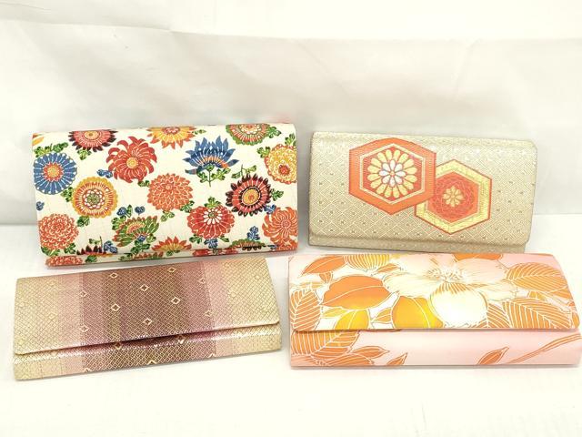 平和屋着物▼和装小物　和装バッグまとめて4点　ハンドバッグ　クラッチ　佐賀錦　草花文　亀甲花文　金銀糸　逸品　DABJ2376xg