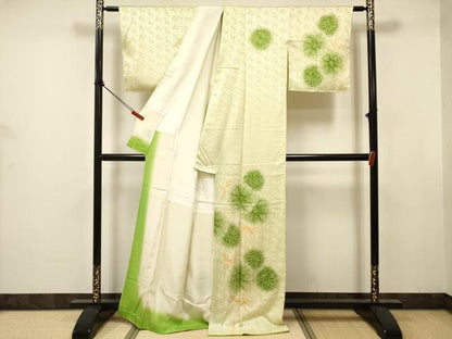 平和屋着物■訪問着　絞り　草花丸文　正絹　逸品　DABJ9385ya