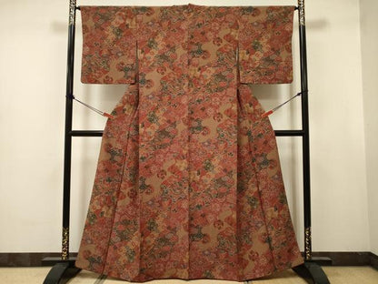 平和屋着物■上質な小紋　鳳凰花蝶丸文　正絹　逸品　DABJ9382ya