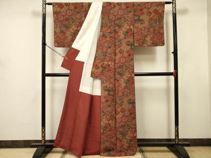 平和屋着物■上質な小紋　鳳凰花蝶丸文　正絹　逸品　DABJ9382ya