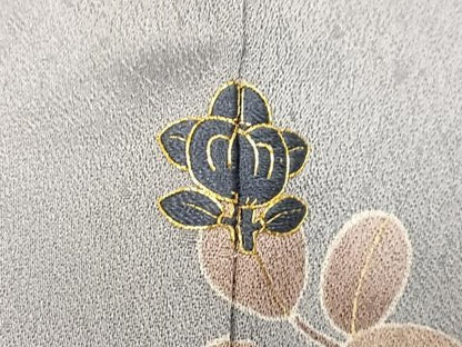 平和屋着物●訪問着　駒刺繍　枝花文　金彩　正絹　逸品　AABM3350ph