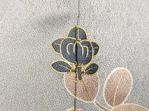 平和屋着物●訪問着　駒刺繍　枝花文　金彩　正絹　逸品　AABM3350ph