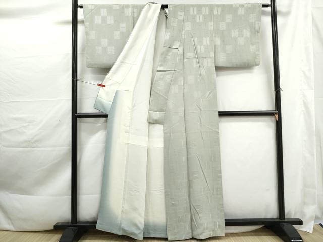 平和屋着物■上質な色無地　幾何学文　藍白色　正絹　逸品　DABK3399qa