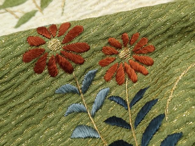 平和屋着物■訪問着　総刺繍　草花文　金糸　正絹　逸品　DABK3412qa