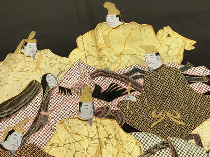 平和屋着物■中国三大刺繍　相良刺繍　駒刺繍　黒留袖　作家物　平安人物文　金彩　正絹　逸品　未使用　DABJ5799qp
