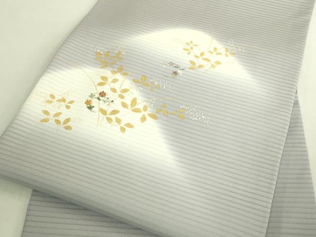 平和屋着物＊極上　夏物　絽塩瀬　九寸名古屋帯　刺繍　花丸文　金銀彩　五泉　反端付き　逸品　未使用　DZAC0428kh6
